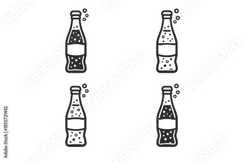 Soda bottle icons with bubbles