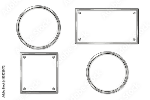 Set of four metallic plaques with glass inserts