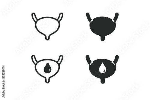Bladder icons with water drop symbol