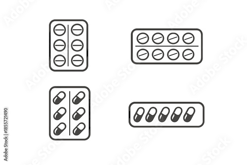 Four Blister Packs of Pills and Capsules