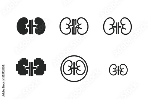 Set of stylized kidney icons