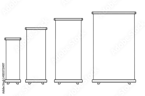 Four Vertical Banner Stands of Increasing Size