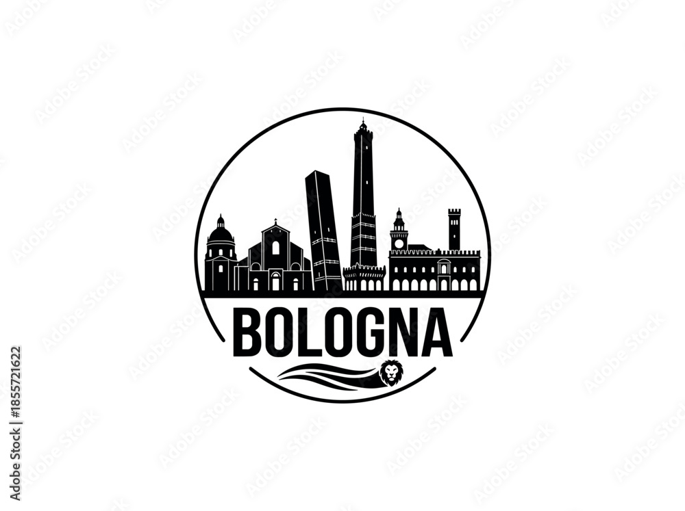Fototapeta premium Bologna city of Italy skyline emblem with landmarks