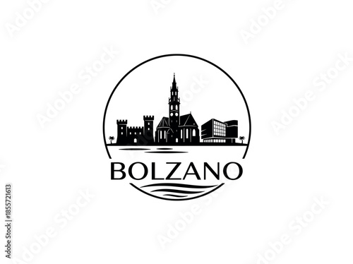 Bolzano city of Italy skyline emblem with landmarks