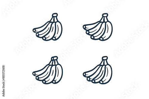 Four bunches of stylized bananas on a gradient background