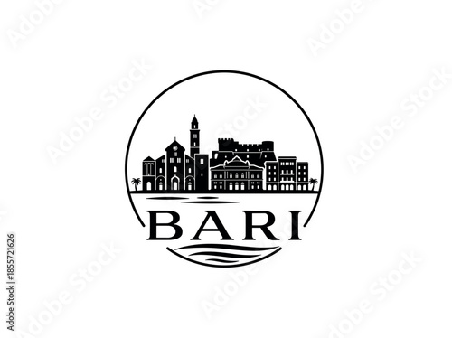 Bari city of Italy skyline emblem with landmarks
