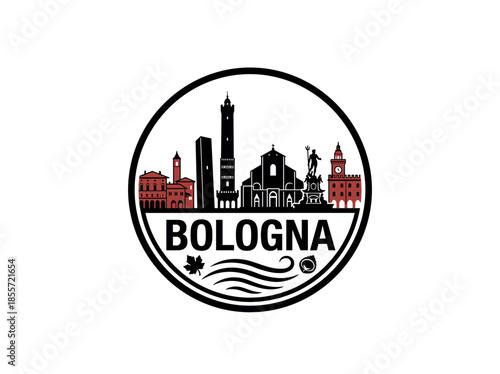 Bologna city of Italy skyline emblem with landmarks