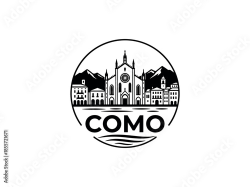 Como city of Italy skyline emblem with landmarks