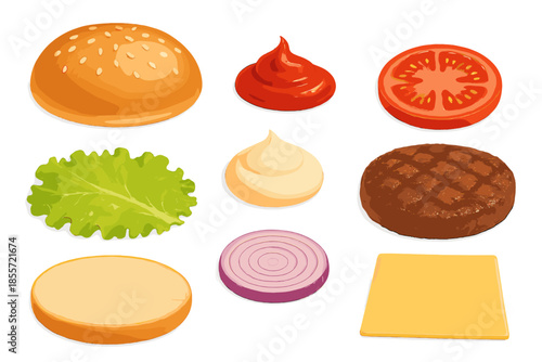 Burger Ingredients Laid Out