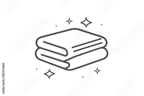 Clean folded towels icon with sparkles
