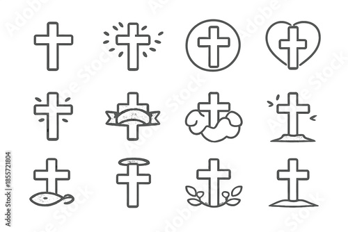 Christian Cross Icons Set