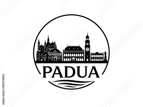 Padua city of Italy skyline emblem with landmarks