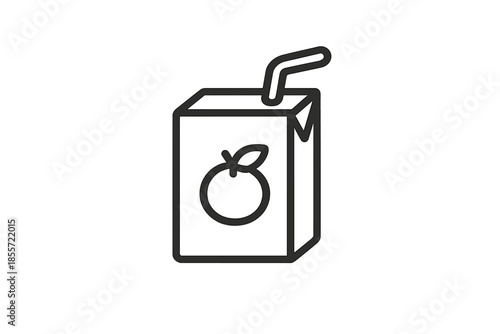 Juice box icon with straw and orange graphic