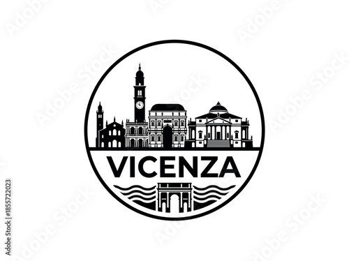Vicenza city of Italy skyline emblem with landmarks