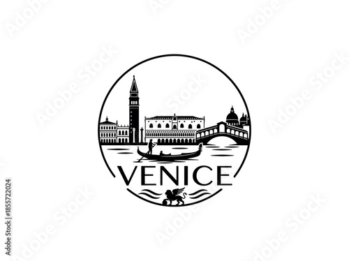 Venice city of Italy skyline emblem with landmarks