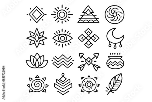Esoteric Symbols Icon Set on Gray Background