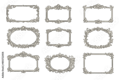 Collection of ornate vintage frames with floral motifs