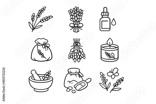 Set of 9 Lavender Icons