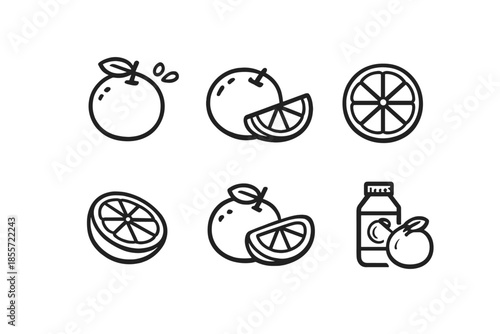 Orange Fruit Icons Set