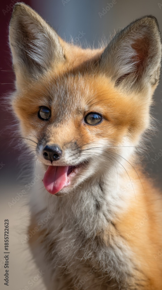 Fototapeta premium playful baby fox fun expression, soft daylight