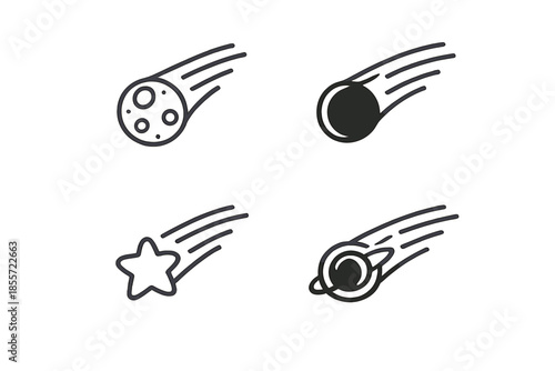 Set of four abstract celestial body icons
