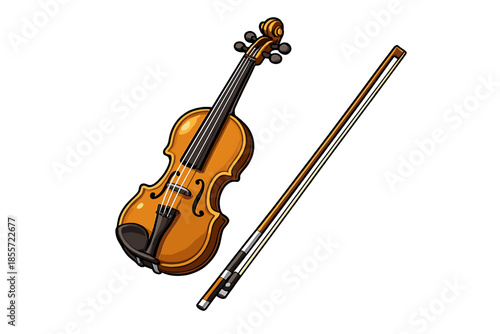 Cartoon Violin and Bow