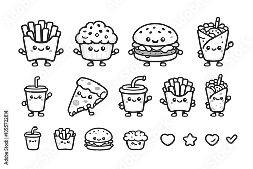 Cute Kawaii Fast Food Characters Collection