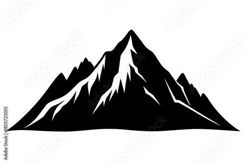 big mountain black silhouette, Silhouette of a majestic mountain range  