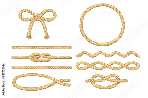 Collection of nautical knots and rope elements