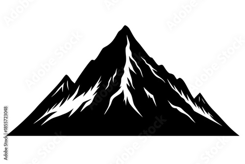 big mountain black silhouette, Silhouette of a majestic mountain range  