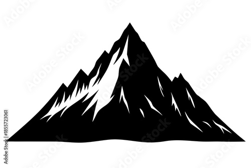 big mountain black silhouette, Silhouette of a majestic mountain range  