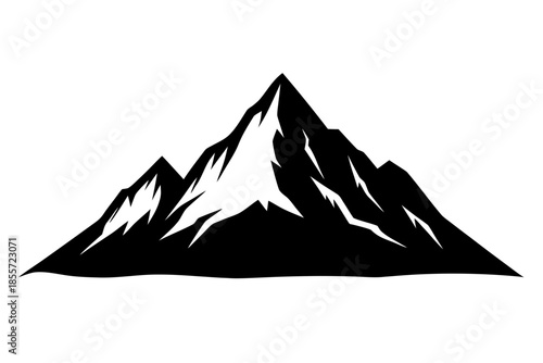 big mountain black silhouette, Silhouette of a majestic mountain range  