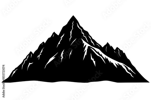 big mountain black silhouette, Silhouette of a majestic mountain range  