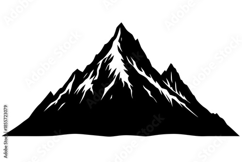 big mountain black silhouette, Silhouette of a majestic mountain range  