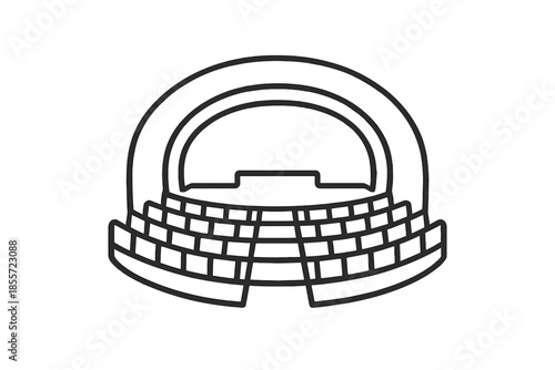 Stadium icon with seating and arched roof