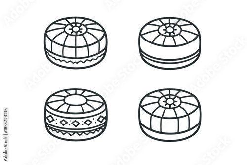 Four Isometric Moroccan Poufs
