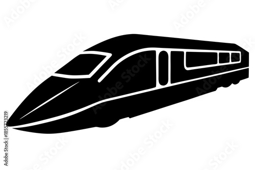 bullet train black  silhouette, Sleek black high-speed train icon Vector