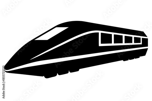 bullet train black  silhouette, Sleek black high-speed train icon Vector