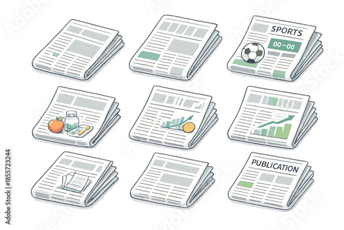 Nine Newspapers with Different Content