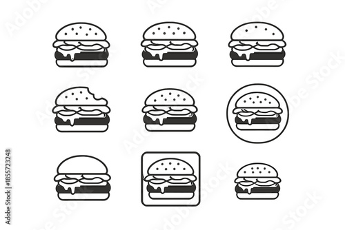 Collection of nine hamburger icons on a gradient background