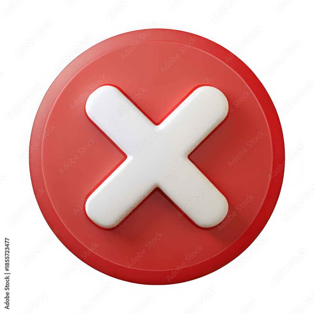 Obraz premium Red circle cross mark icon isolated on transparent background