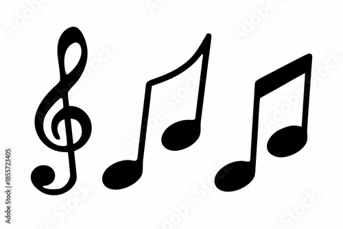 musical notes silhouette, simple illustration of musical notes and a treble clef Vector