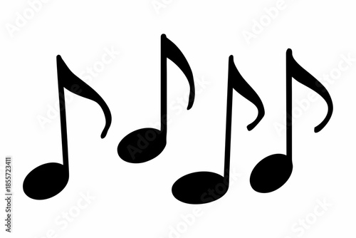 musical notes silhouette, simple illustration of musical notes and a treble clef Vector