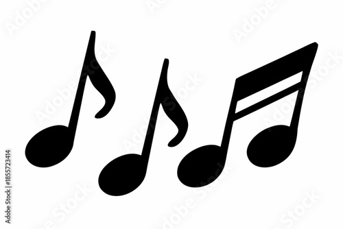 musical notes silhouette, simple illustration of musical notes and a treble clef Vector