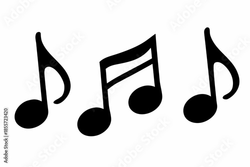 musical notes silhouette, simple illustration of musical notes and a treble clef Vector