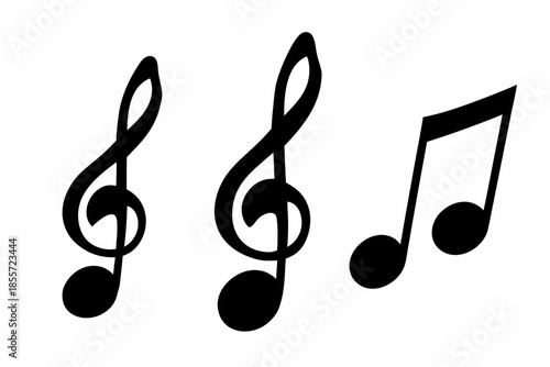 musical notes silhouette, simple illustration of musical notes and a treble clef Vector