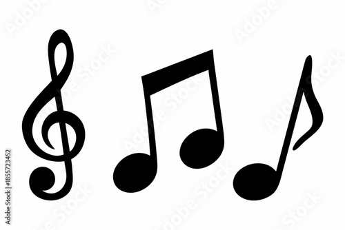 musical notes silhouette, simple illustration of musical notes and a treble clef Vector