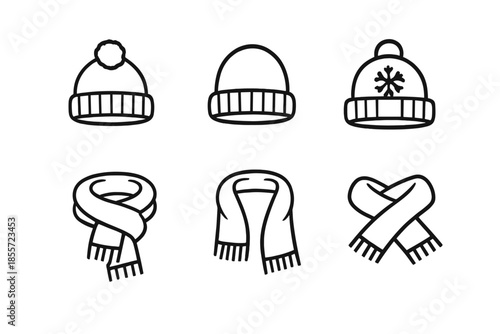 Winter Clothing Icons Set