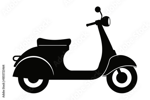 Classic black scooter silhouette Vector. old scooter black vector silhouette 