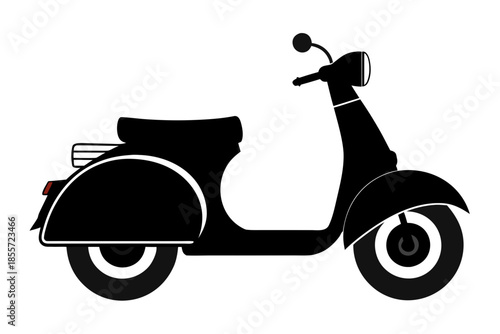 Classic black scooter silhouette Vector. old scooter black vector silhouette 